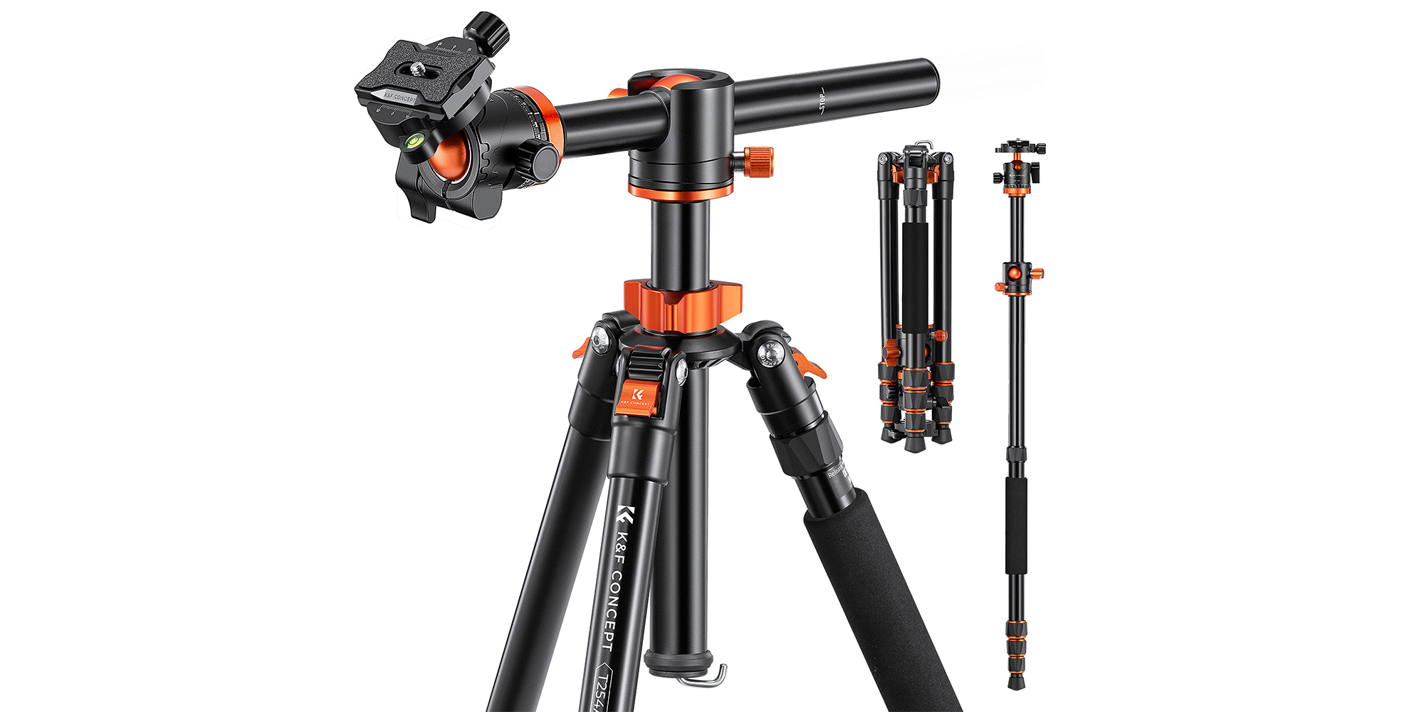 Statyw K&F Concept T254A4 z głowicą kulową BH-28L - Zintegrowany monopod